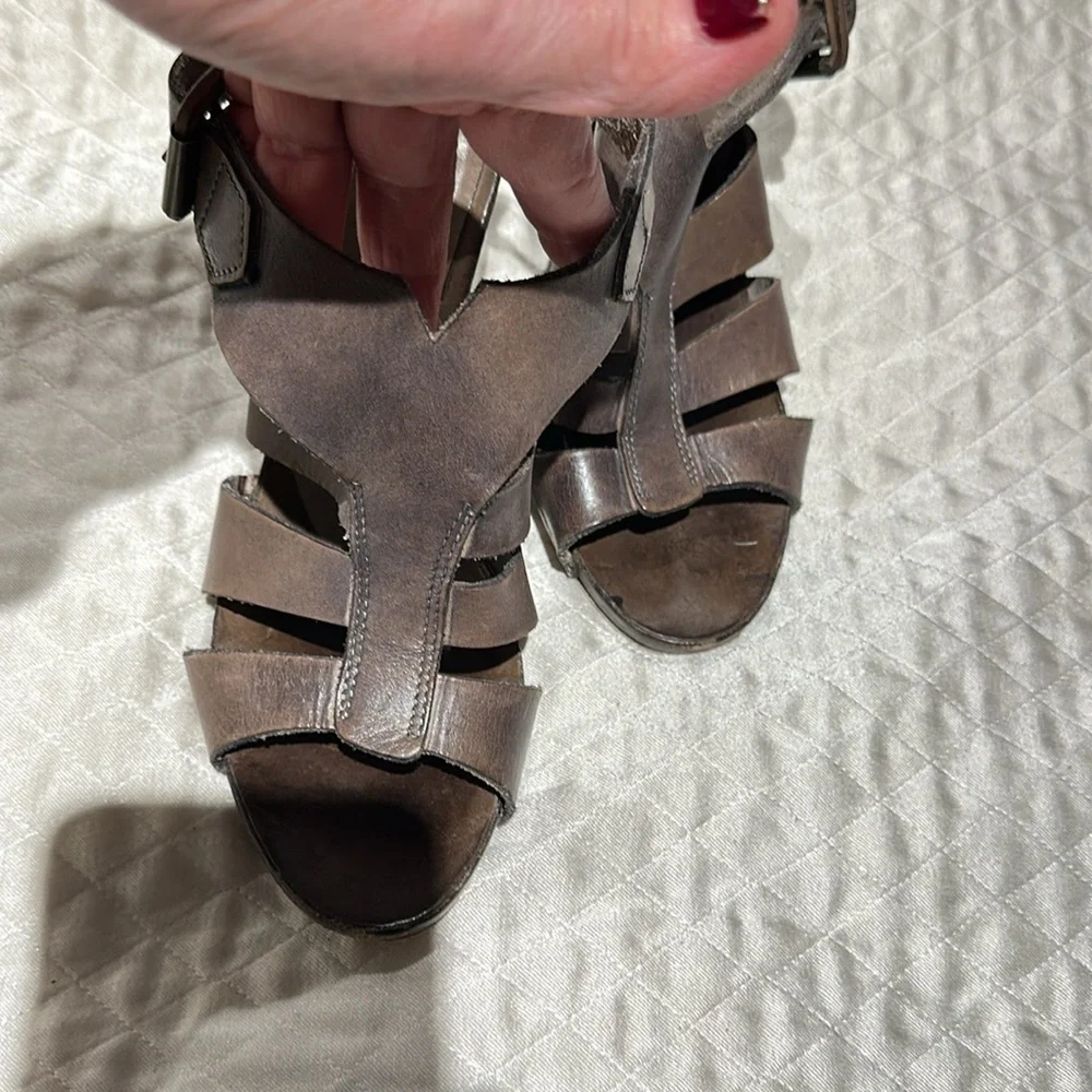 MOMA gray Leather Sandals - Picture 2 of 11